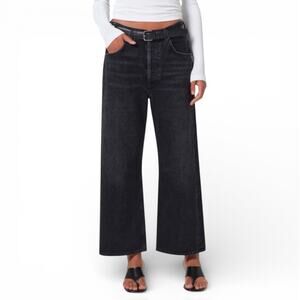 Anthropologie Citizens of Humanity Gaucho Jean Womens 33 Black Wide Leg Crop NWT